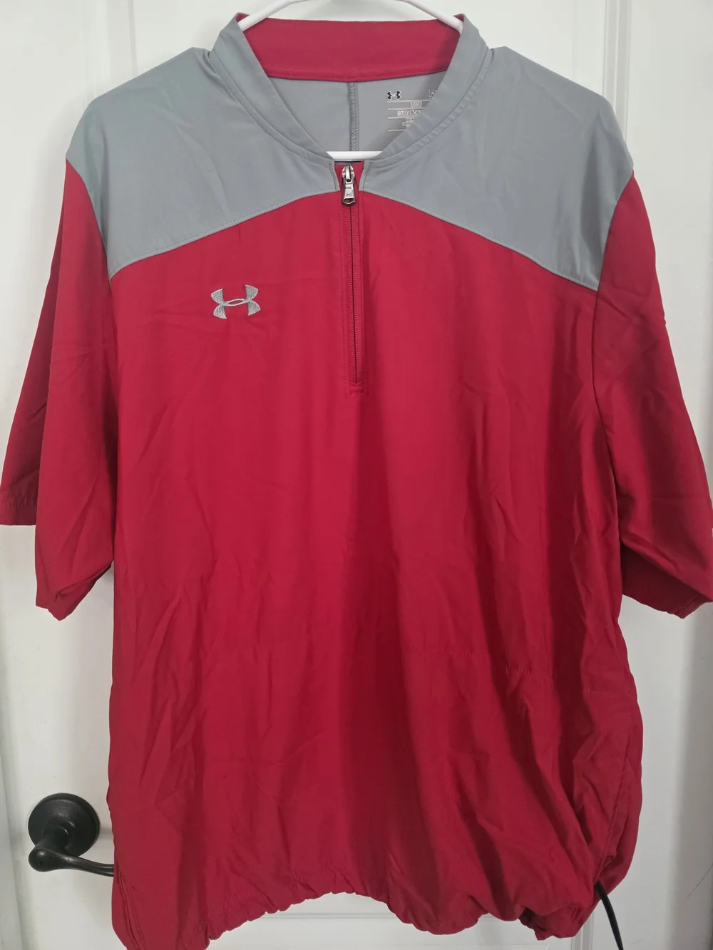 Under Armour Red Half-Zip Athletic Pullover with Gray Yoke